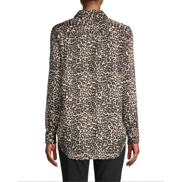 EQUIPMENT Reese Leopard Print Satin Button Up Shirt, Size M - Picture 2 of 11